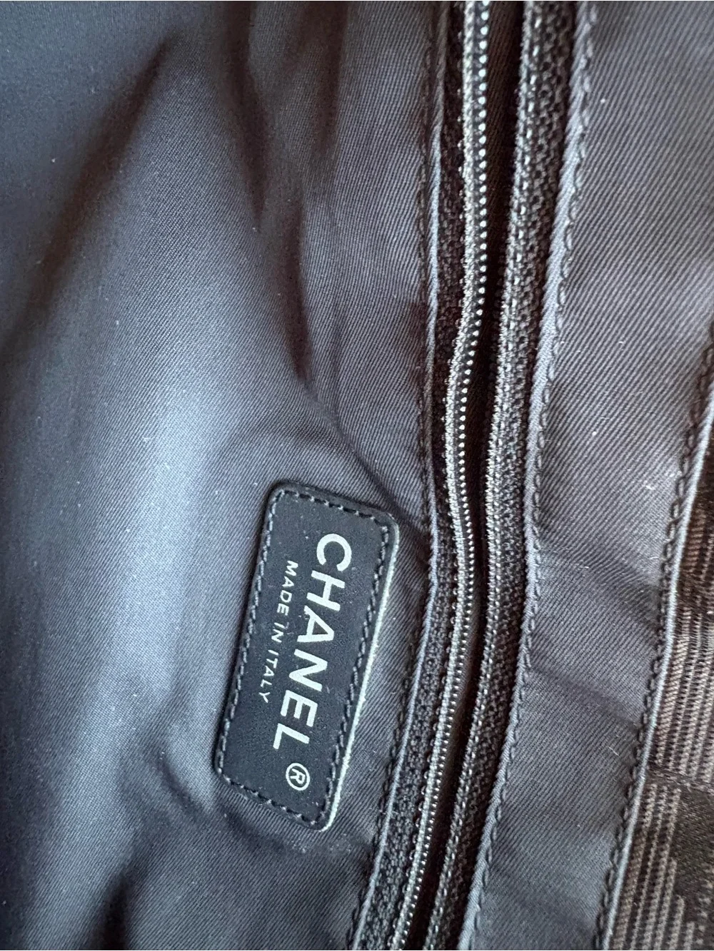 Chanel Travel Line Tote SM with Jacquard logo pattern In charcoalblack